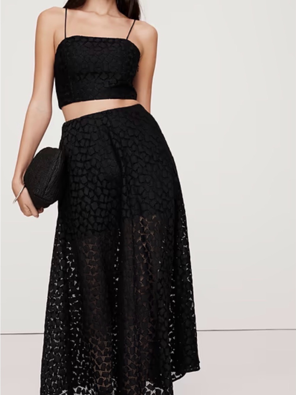 Banana Republic Black Lace Midi Skirt and Top